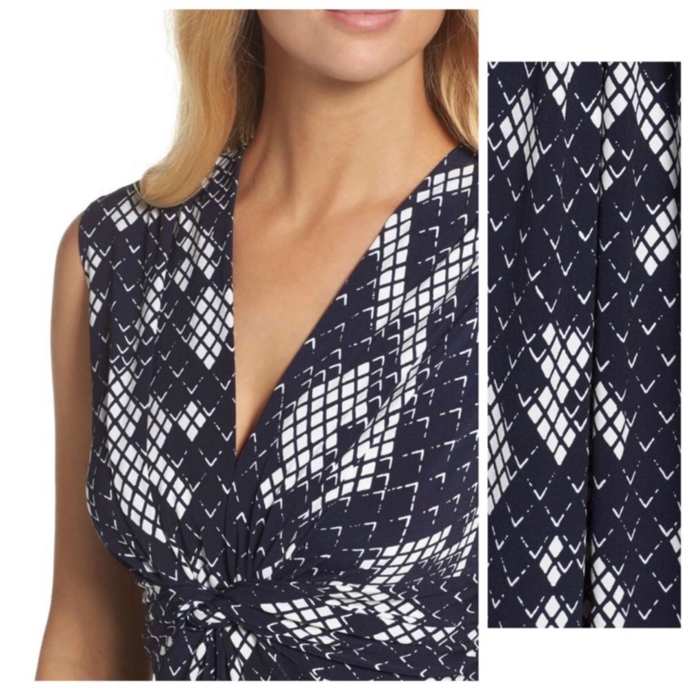 Eliza J  Navy print Jersey Maxi Dress NWT